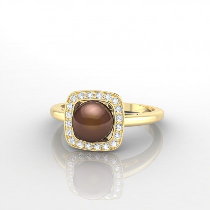 Mareta Bague Perle d'eau douce chocolat 6 à 7 mm en Or jaune 18k