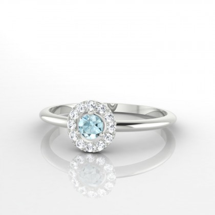 Marie-Noëlle Bague Aigue-marine en Or blanc 18k