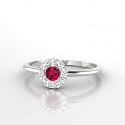 Marie-Noëlle Bague Rubis en Or blanc 18k