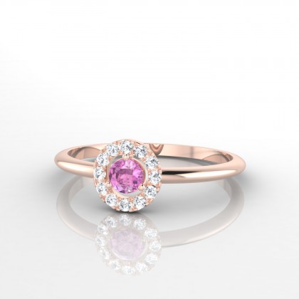Marie-Noëlle Bague Saphir rose en Or rose 18k