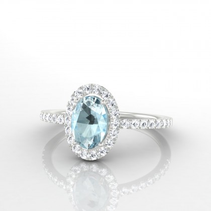 Mariette Solitaire Aigue-marine en Or blanc 18k