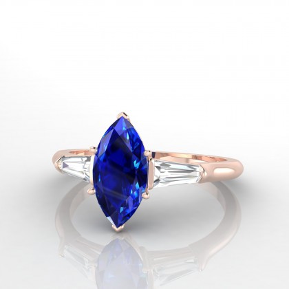 Mélissandre Solitaire accompagné Saphir en Or rose 18k