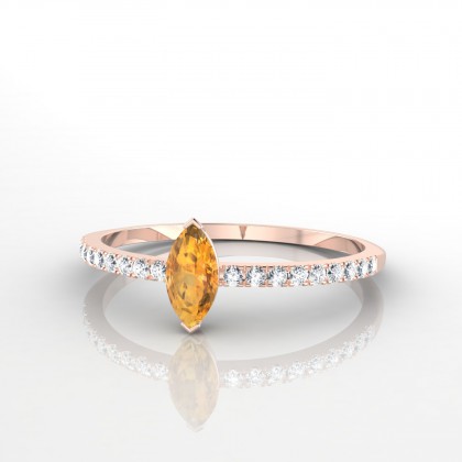 Merteuil Bague Citrine Marquise en Or rose 18k