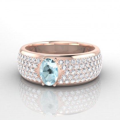 Merveille Bague Aigue-marine en Or rose 18k