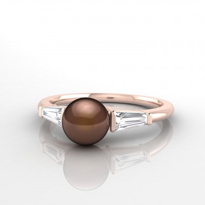Moea Bague Perle d'eau douce chocolat en Or rose 18k