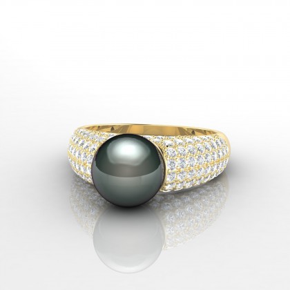 Moeata Bague Perle de Tahiti 8 à 9 mm en Or jaune 18k