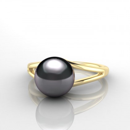 Nanihi Bague Perle d'eau douce noire en Or jaune 18k