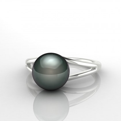 Nanihi Bague Perle de Tahiti en Or blanc 18k