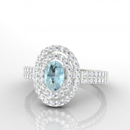 Odélie Solitaire Aigue-marine en Or blanc 18k