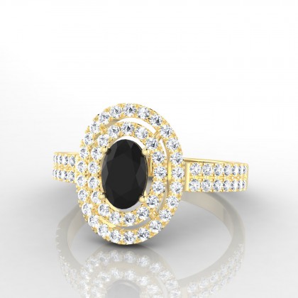 Odélie Solitaire Diamant noir en Or jaune 18k