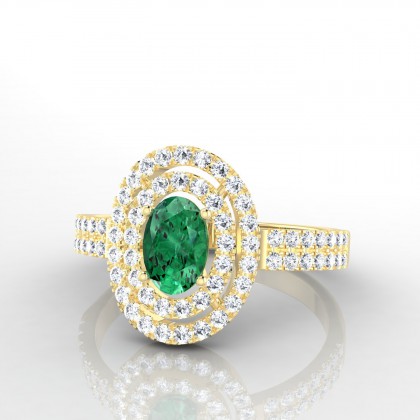 Odélie Solitaire Emeraude en Or jaune 18k