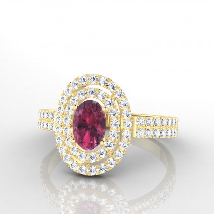 Odélie Solitaire Grenat en Or jaune 18k