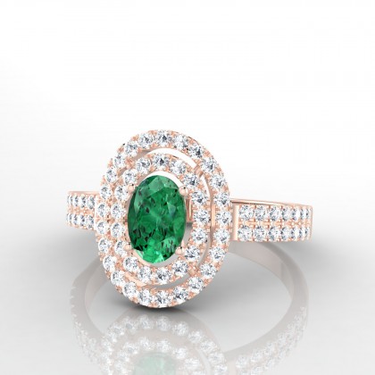 Odélie Solitaire Emeraude en Or rose 18k
