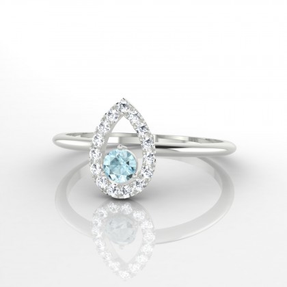 Odette Bague Aigue-marine en Or blanc 18k