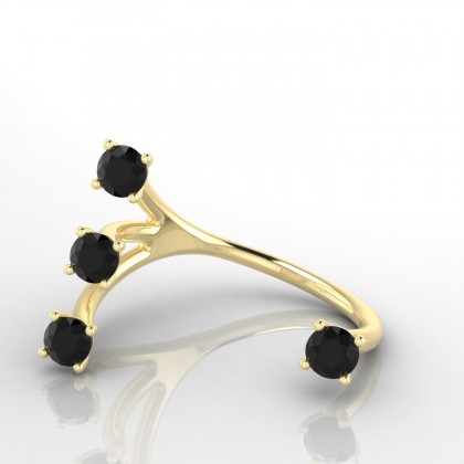Olympe Bague Diamant noir en Or jaune 18k