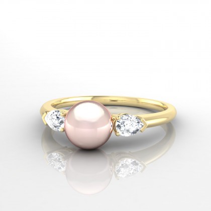 Orama Bague Perle d'eau douce rose en Or jaune 18k