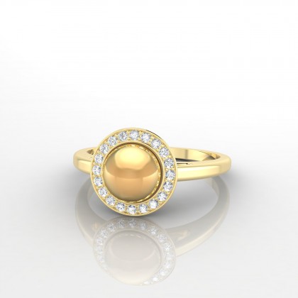 Pava Bague Perle d'eau douce dorée 6 à 7 mm en Or jaune 18k