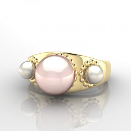 Penina Bague Perle d'eau douce rose en Or jaune 18k