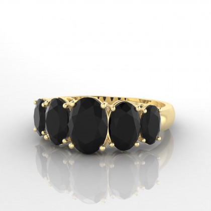 Prestance Bague Diamant noir en Or jaune 18k