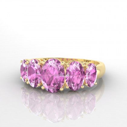 Prestance Bague Saphir rose en Or jaune 18k