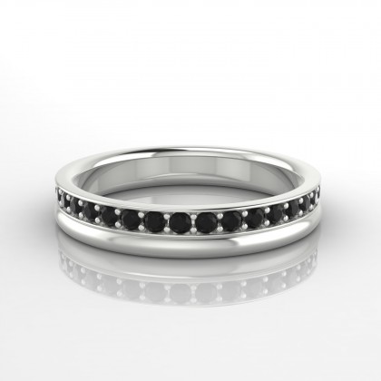Renversante Bague Diamant noir en Or blanc 18k