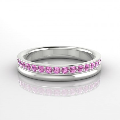 Renversante Bague Saphir rose en Or blanc 18k