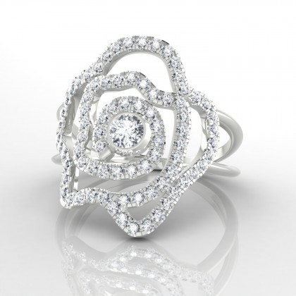 Rose Bague Diamant en Argent 925