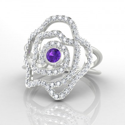 Rose Bague Améthyste en Or blanc 18k