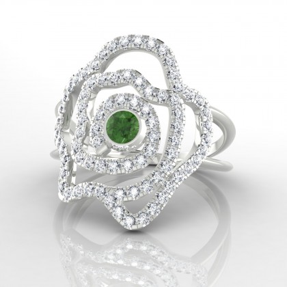 Rose Bague Tourmaline en Or blanc 18k