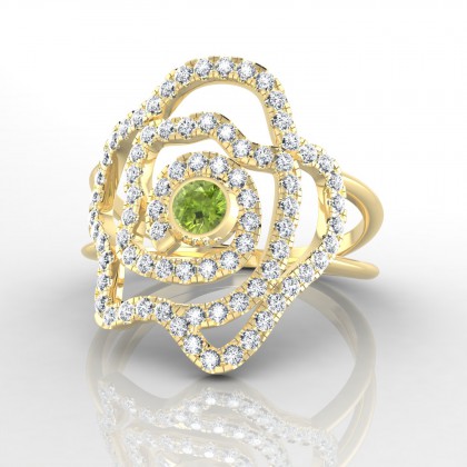 Rose Bague Péridot en Or jaune 18k