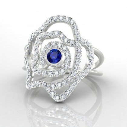 Rose Bague Saphir en Or blanc 18k