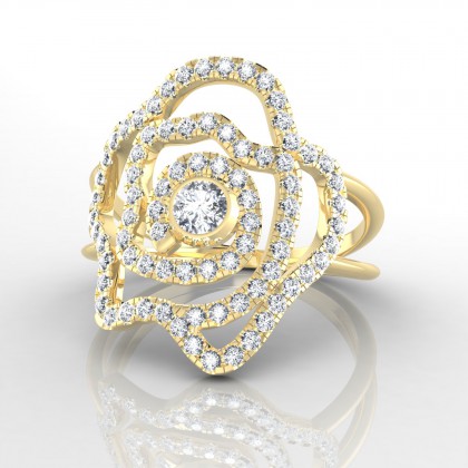 Rose Bague Diamant en Or jaune 18k