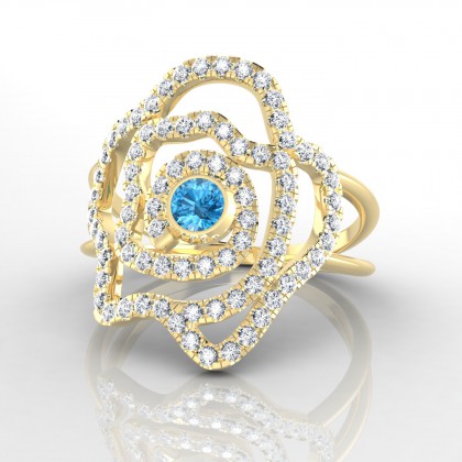 Rose Bague Topaze en Or jaune 18k
