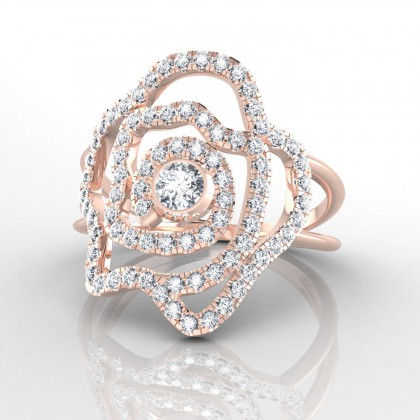 Rose Bague Diamant en Or rose 18k