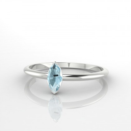 Salusses Bague Aigue-marine Marquise en Or blanc 18k