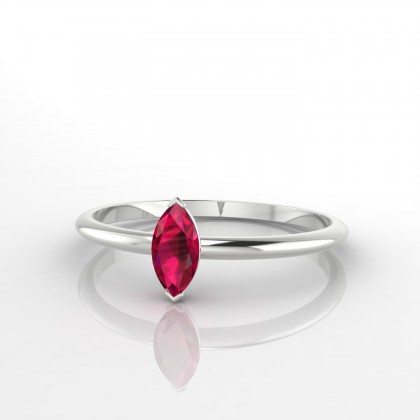 Salusses Bague Rubis Marquise en Or blanc 18k
