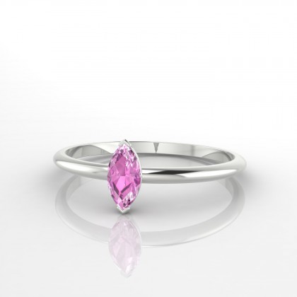 Salusses Bague Saphir rose Marquise en Or blanc 18k