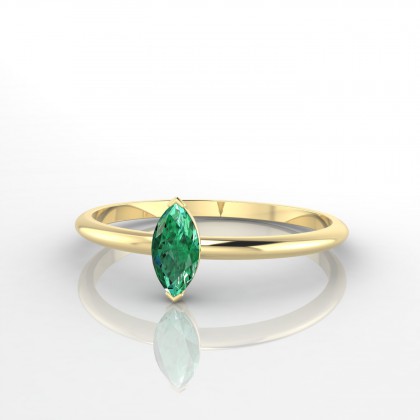 Salusses Bague Emeraude Marquise en Or jaune 18k