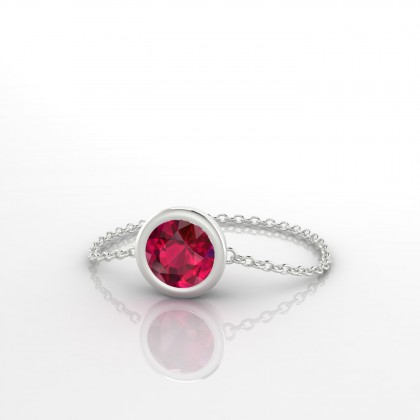 Chaîne Songe Bague Rubis en Or blanc 18k