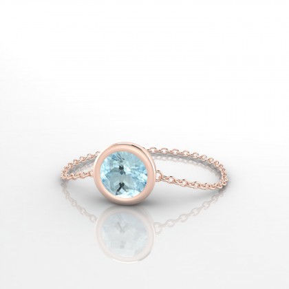 Chaîne Songe Bague Aigue-marine en Or rose 18k