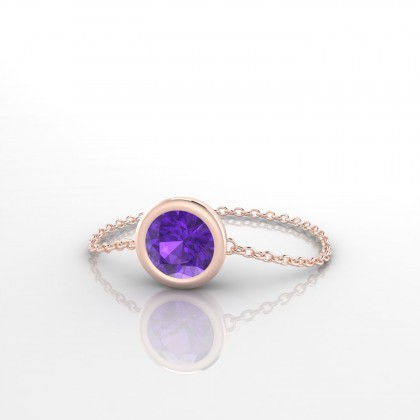 Chaîne Songe Bague Améthyste en Or rose 18k