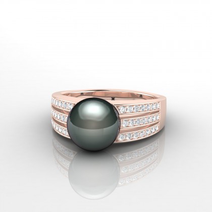 Taratua Bague Perle de Tahiti 8 à 9 mm en Or rose 18k