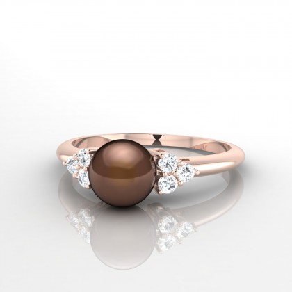 Tavana Bague Perle d'eau douce chocolat en Or rose 18k