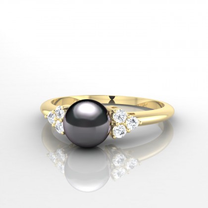 Tavana Bague Perle d'eau douce noire en Or jaune 18k