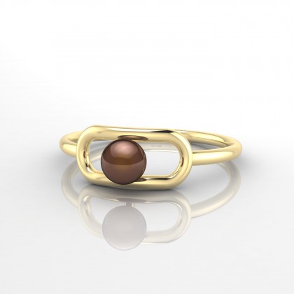 Terava Bague Perle d'eau douce chocolat en Or jaune 18k