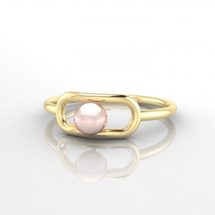 Terava Bague Perle d'eau douce rose en Or jaune 18k