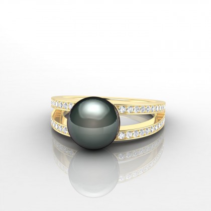 Titaina Bague Perle de Tahiti en Or jaune 18k