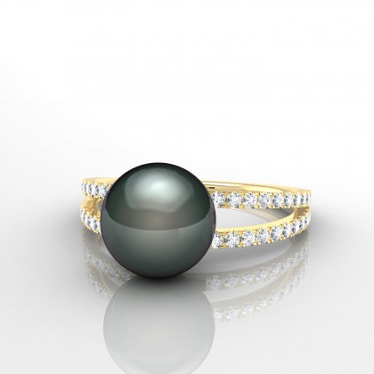 Toareia Bague Perle de Tahiti en Or jaune 18k