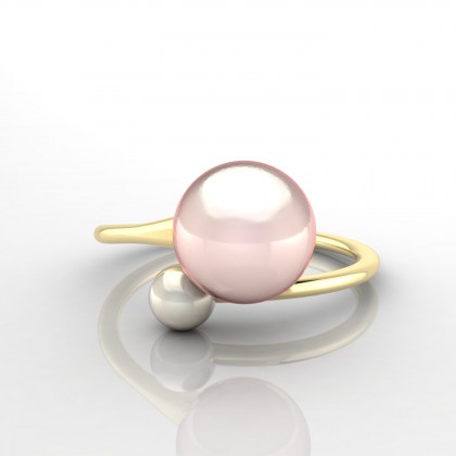 Toria Bague Perle d'eau douce rose en Or jaune 18k