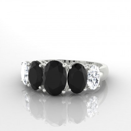 Tradition Bague Diamant noir en Or blanc 18k